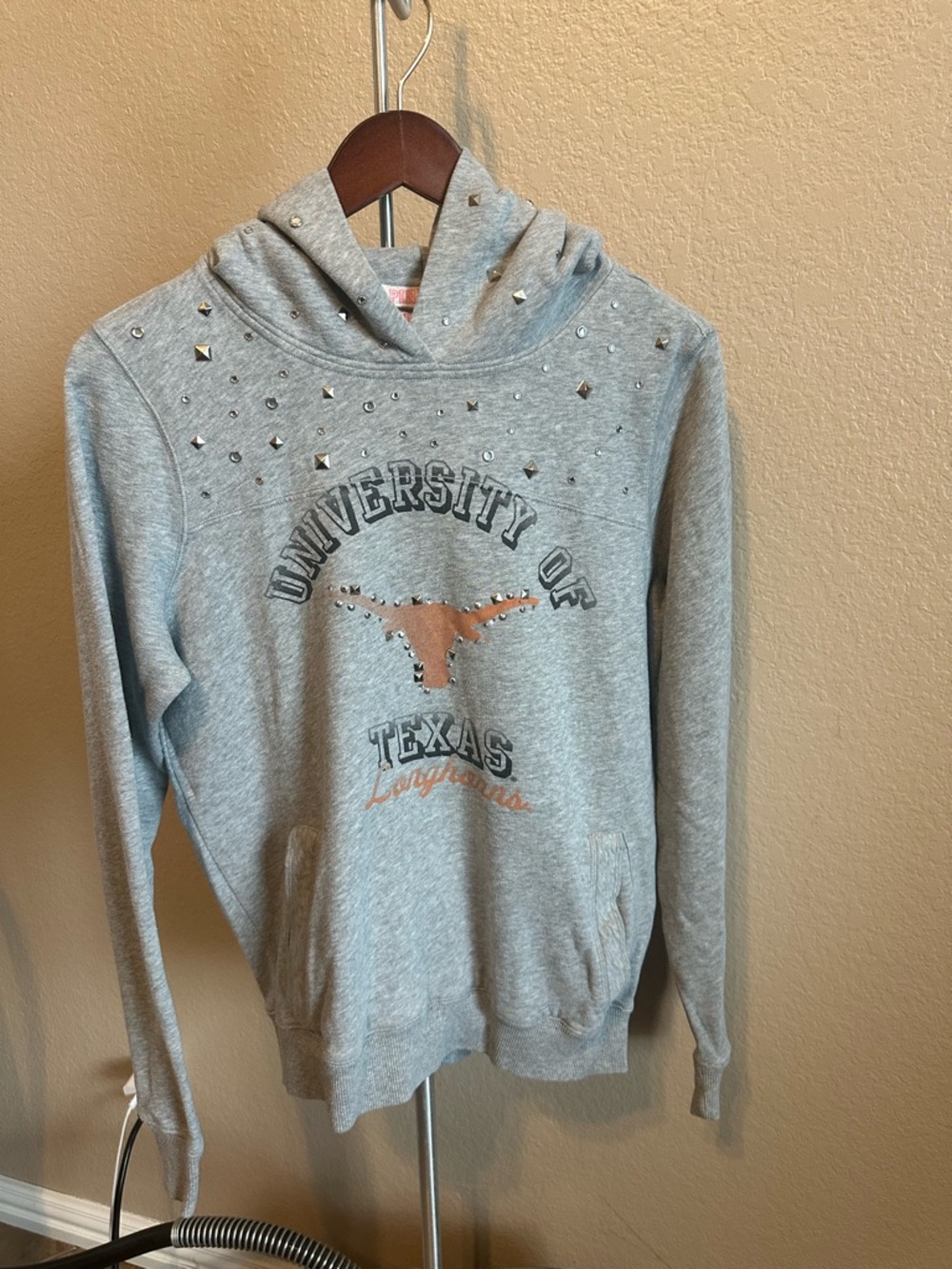 PINK Victoria's Secret Gray Studded University of Texas Hoodie